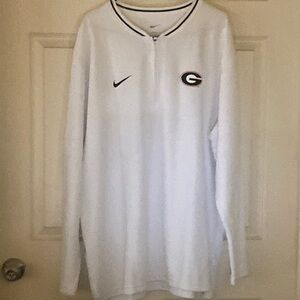 UGA (Georgia) Nike White Crew Neck Shirt Performance Material
